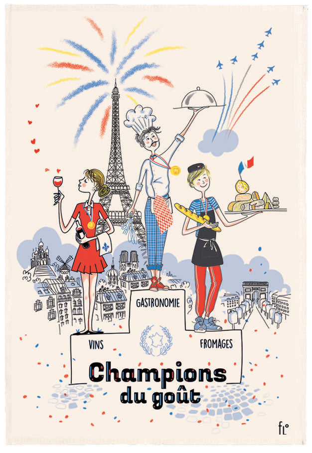 Torchon Les champions du goût Ecru 48 x 72