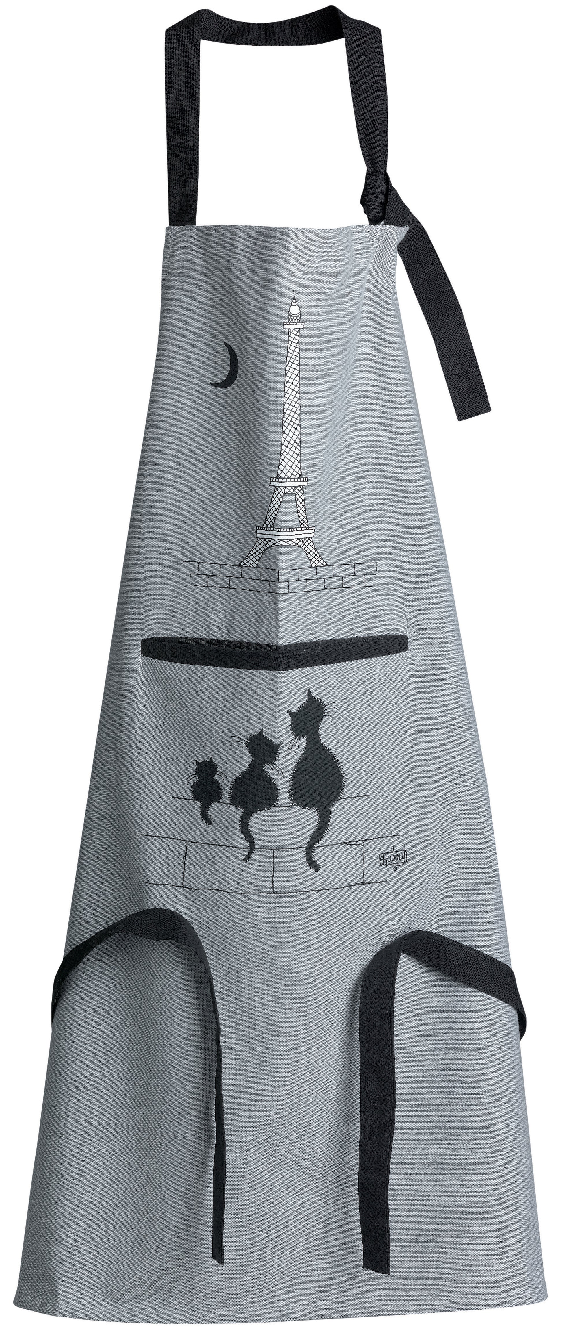 Tablier de cuisine Dubout Chats Eiffel Gris 72 x 85