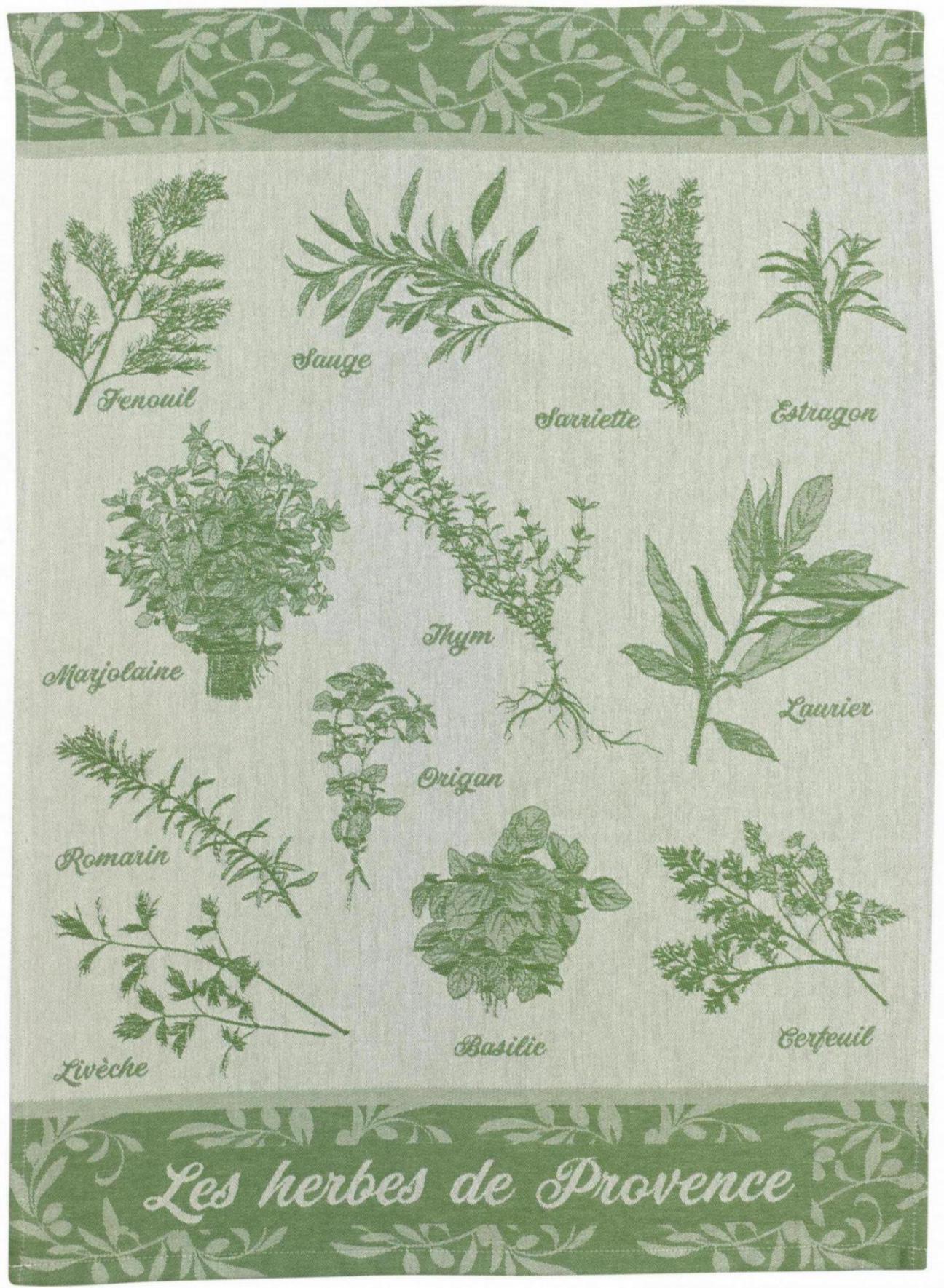 Torchon jacquard Herbes de provence Vert 50 x 70