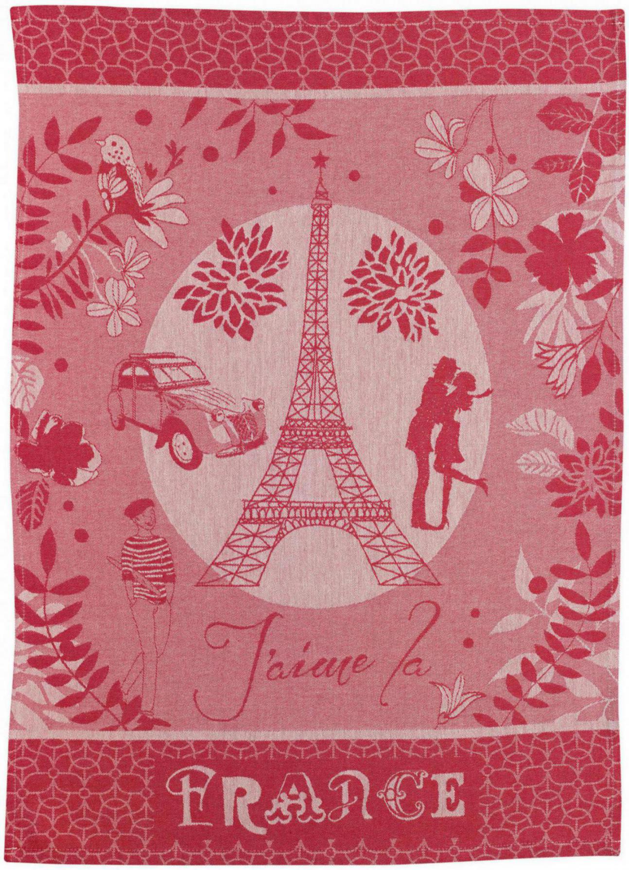 Torchon jacquard Tour Eiffel Rouge 50 x 70