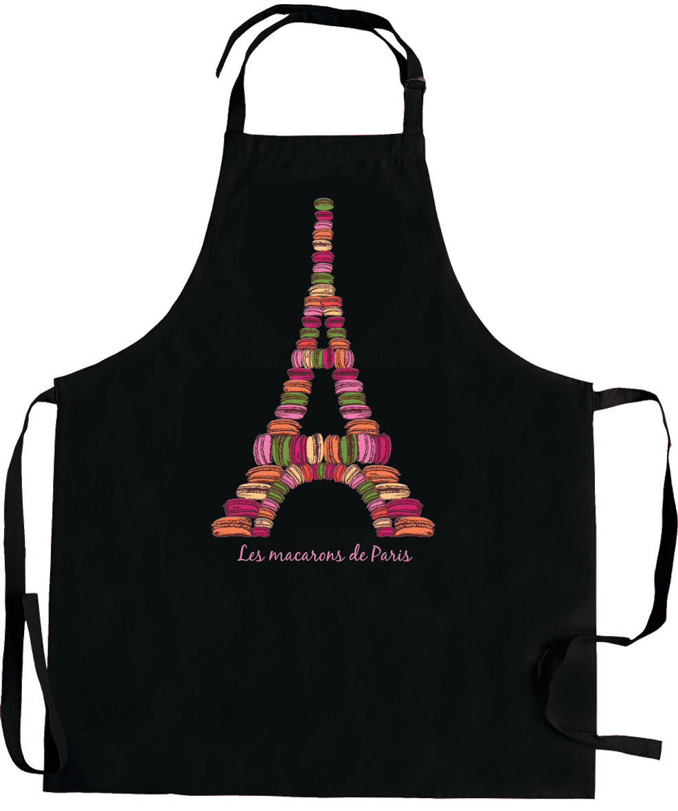 Tablier de cuisine Macarons de Paris recyclé Noir 72 x 90