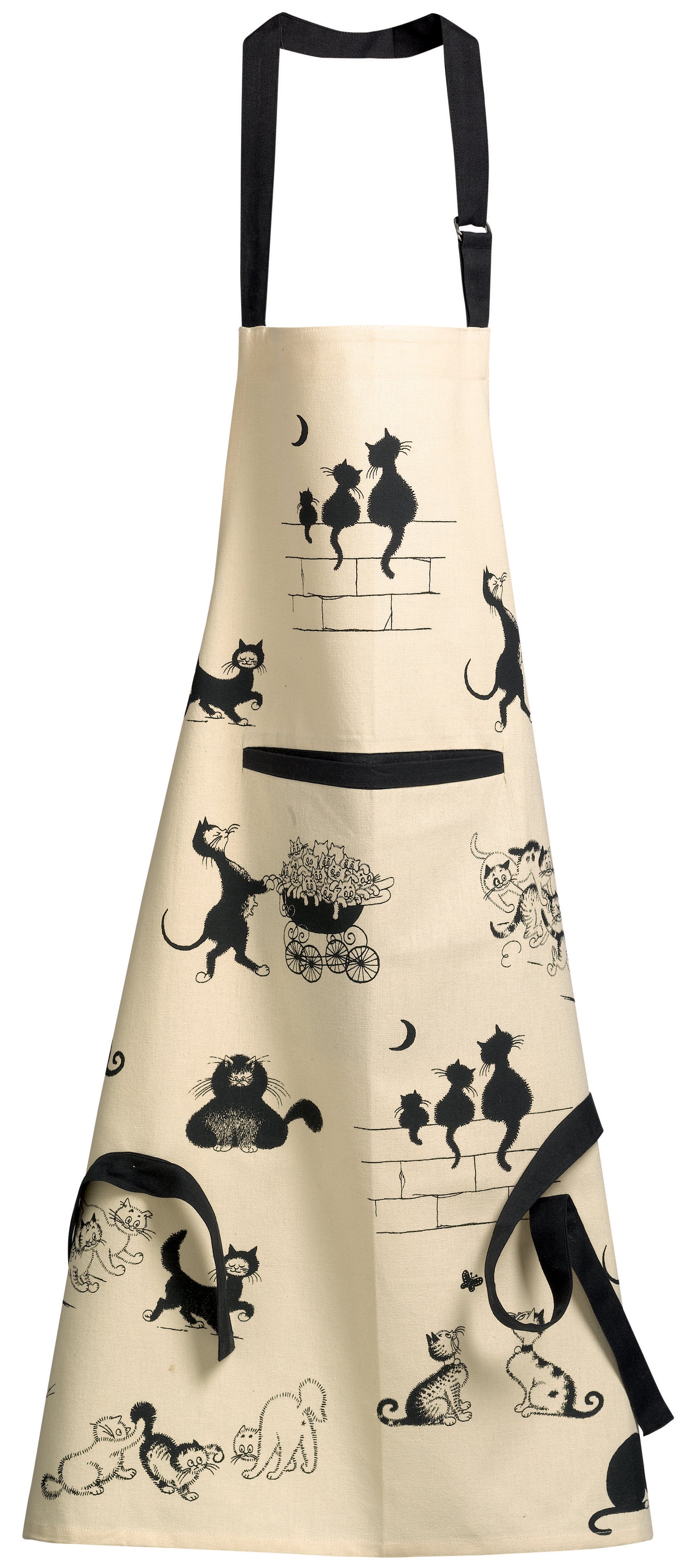 Tablier de cuisine imprimé Dubout 3 chats Beige 72 x 85