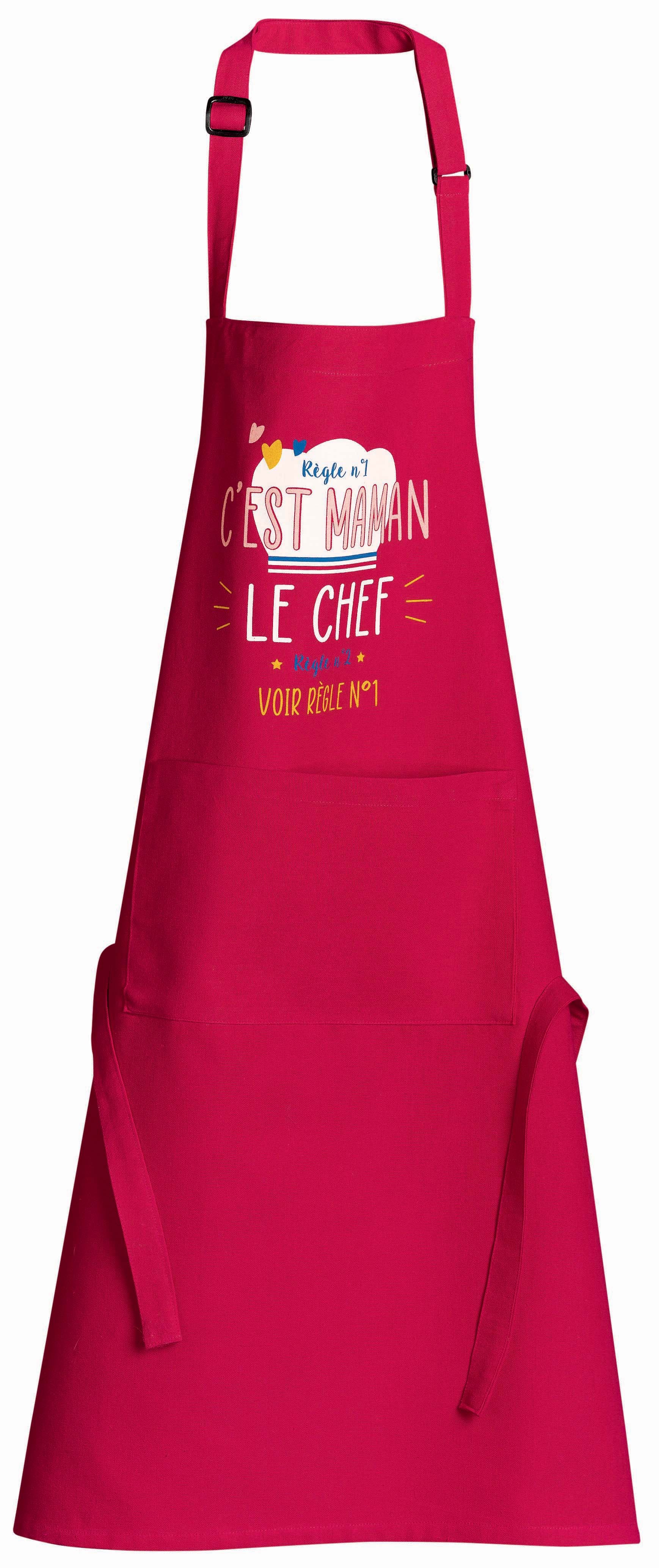 Tablier de cuisine Chef maman recyclé Rose 72 x 90