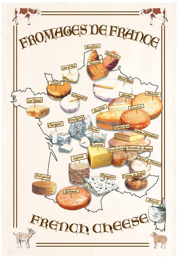 Torchon Carte Fromages Ecru 72 X 48