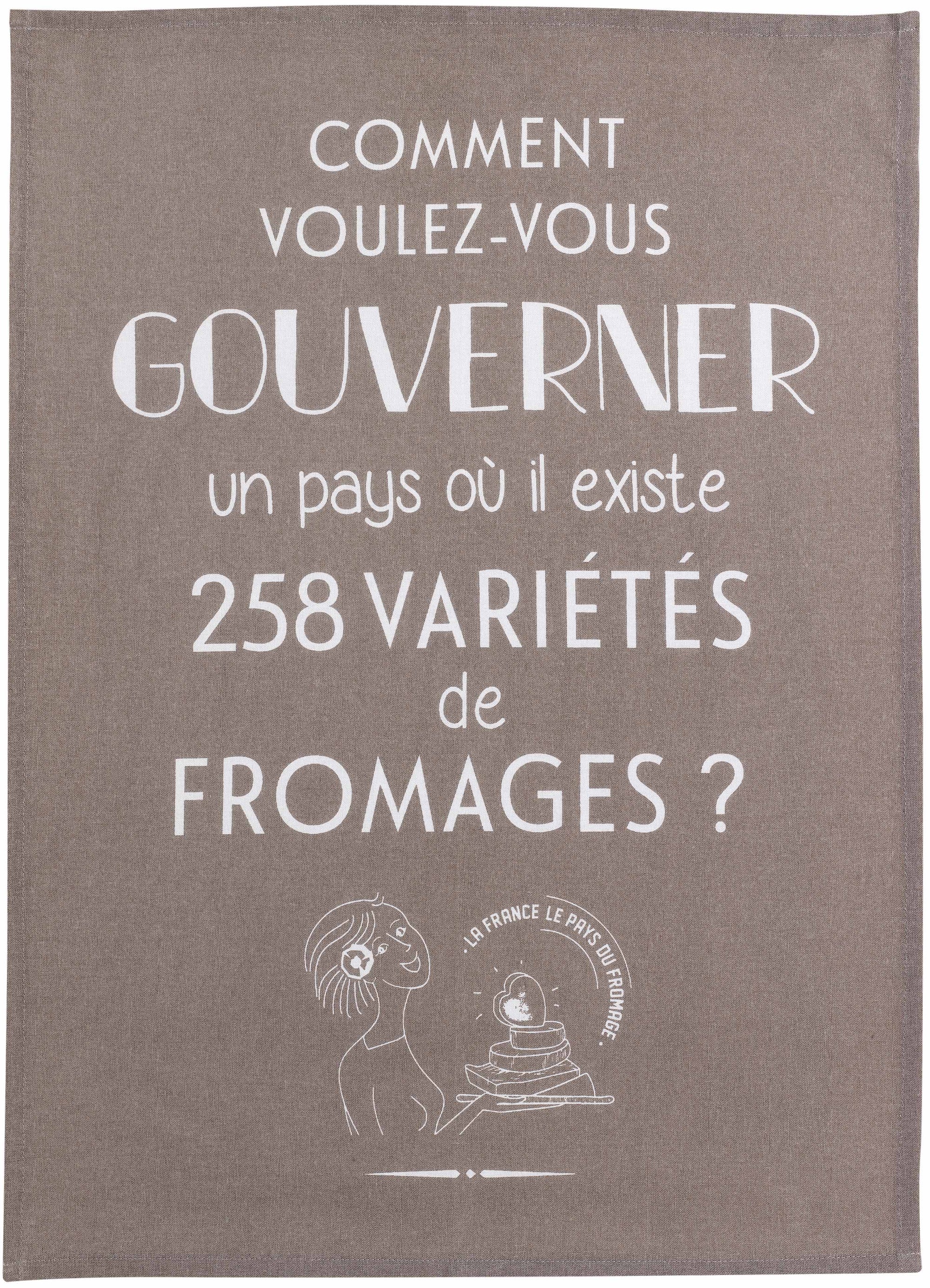 Torchon Gouverner et fromages Gris 50 x 70