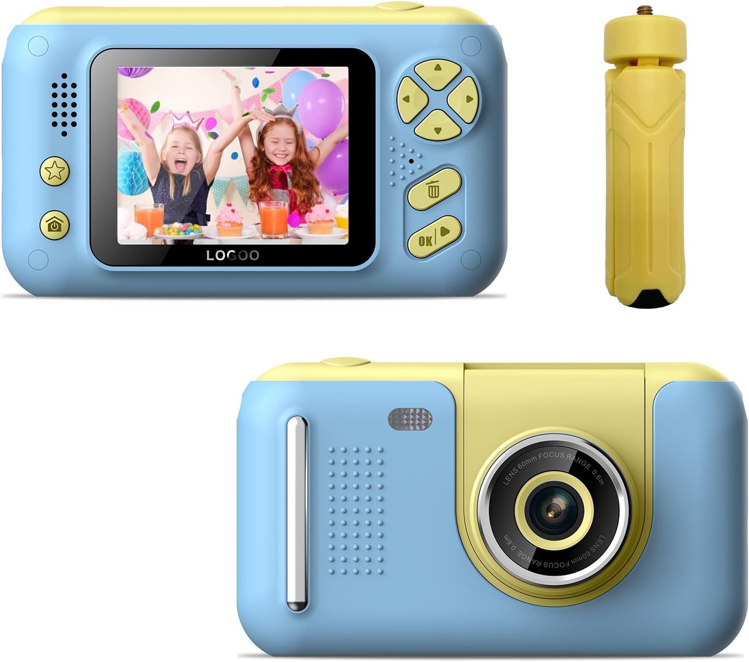 Kinderkamera, digitale Selfie-Kamera für Kinder für 3–12-Jährige mit 20 MP Fotoauflösung, 1080P HD-Videokamera mit 32 GB SD-Karte und Selfie-Stick